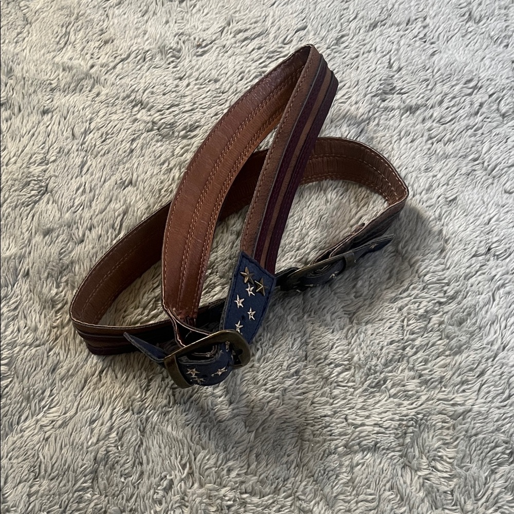 Brown Leather Straps with Blue Star - Cowboy Boots Accessories